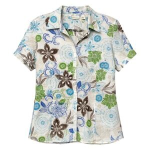 Coastal Boho Tropical Hawaiian Linen Top Women Size XL Resortwear Summer Capsule